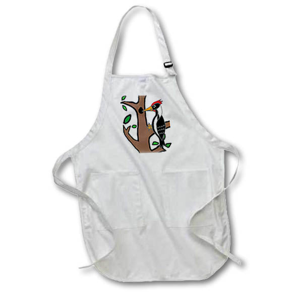 Apron - Cute Funny Pileated Woodpecker Bird on Tree Nature Cartoon Birds