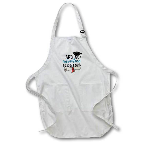 Apron - And So Adventure Begins Celebarating Success 3dRose- Graduation Greetings