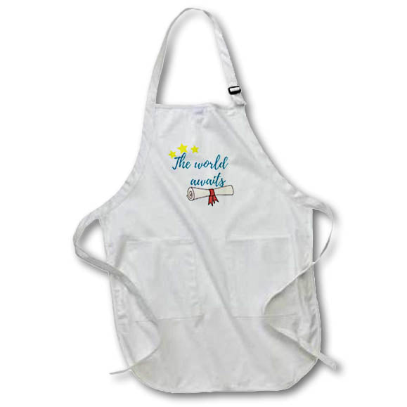Apron - The World Awaits Celebarating Success 3dRose- Graduation Greetings
