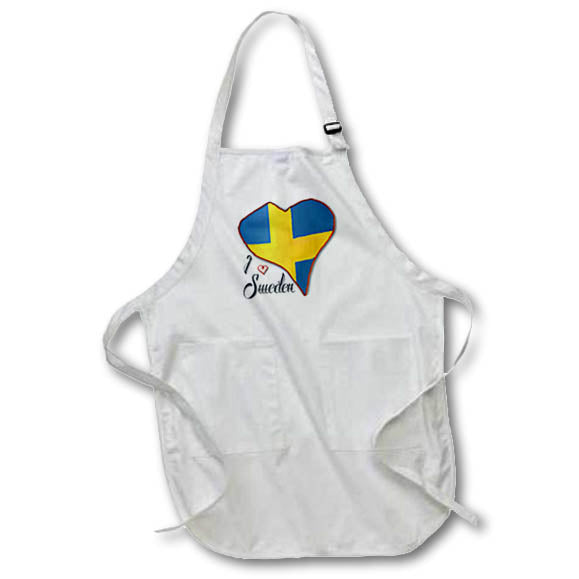 Apron - Heart Shaped Swedish Flag And I Love Sweden Text Art - Swedish Flag