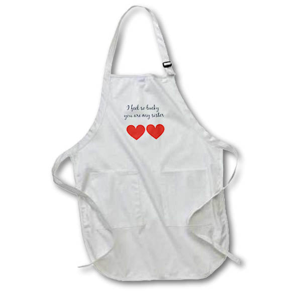 Apron - Two Red Hearts With Text Above Art - Sisters