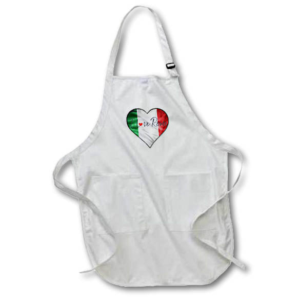 Apron - Italian Flag In The Shape Of A Heart With Text Inside Art - Flags