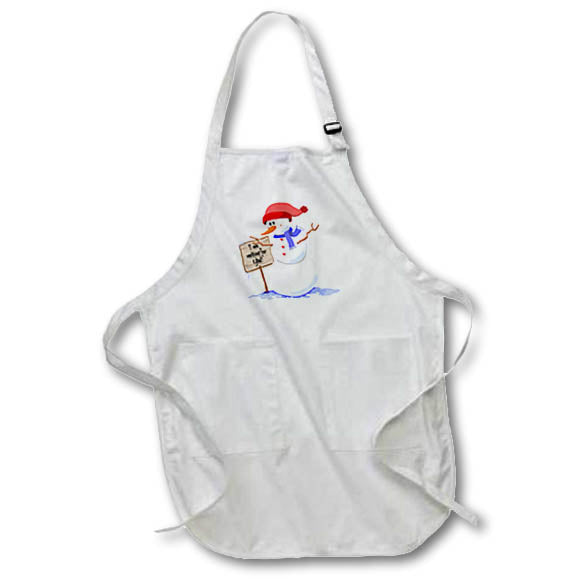 Apron - Melting Snowman With Sign Art - Snowman