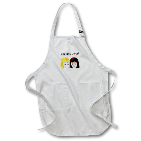 Apron - Two Faces Of Sisters With Text Above Art - Sisters