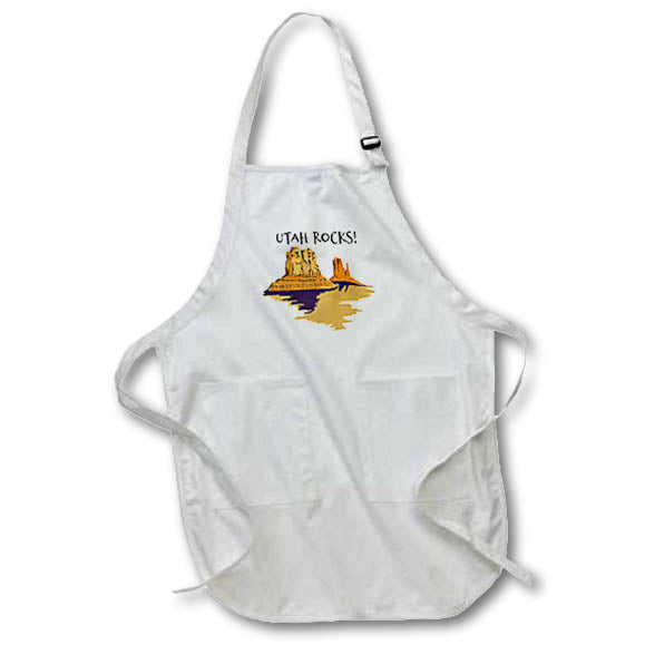 Apron - Utah Desert Landscape With Red Rocks And Text Art - Utah Desert Landscape