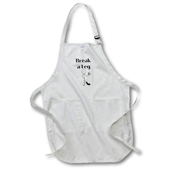 Apron - Stick Figure With Broken Leg And Scull With Text Art - Performing Arts