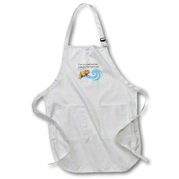 Apron - Humor Text Saying I Eat All The Food I See With Image Of Food Art - Food