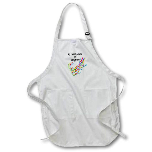 Apron - Text Saying My Superpower Is Creativity With Colorful Image Below Art - Creativity