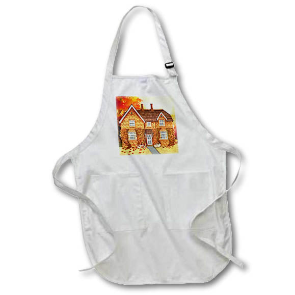Apron - An Autumn Home with Fall Leaves and Pumpkins for Harvest Season Autumn Collection