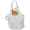 Apron - Halloween House with Skeleton Ghost Bats and Pumpkin Witches Hat Halloween Collection