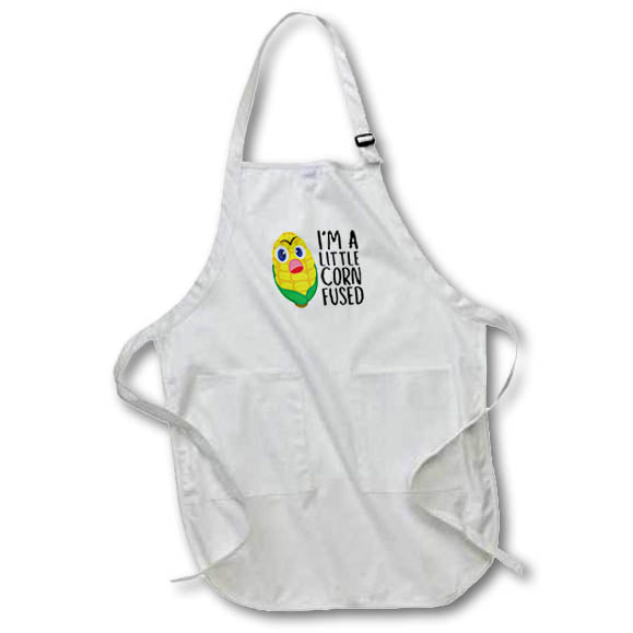 Apron - Im A Little Cornfused Funny Food Phrases 3dRose - Rosette - Funny Food Phrases