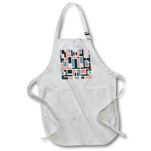 Apron - White Outline Geometric Art Deco Style Blue Pink Brown Tones Digital Art - Art Deco Style Pattern