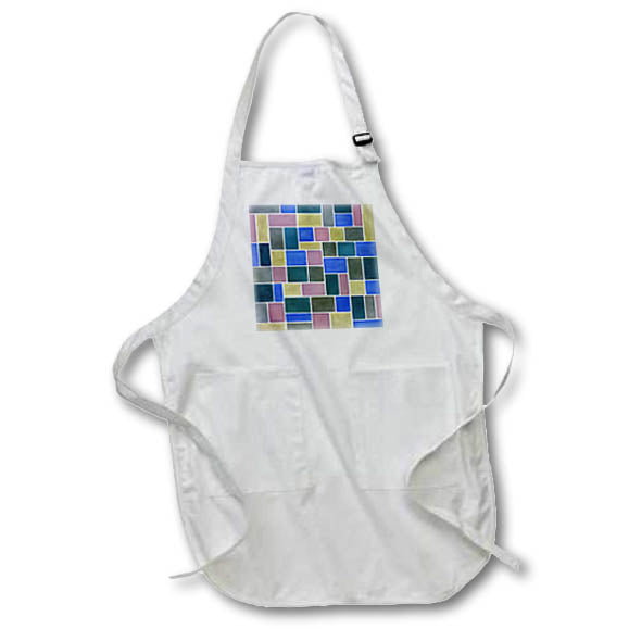 Apron - Rectangles And Squares Contemporary White Outline Art 1 Digital Art - Abstract Pattern