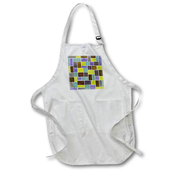 Apron - Rectangles And Squares Contemporary White Outline Art 2 Digital Art - Abstract Pattern