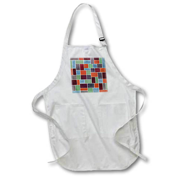 Apron - Rectangles And Squares Contemporary White Outline Art 4 Digital Art - Abstract Pattern