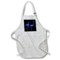 Apron - Minimalistic Three Flamingos Blue Silhouette On Black Vector Art - Flamingos
