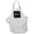 Apron - Minimalistic Three Flamingos Orange Silhouette On Black Vector Art - Flamingos