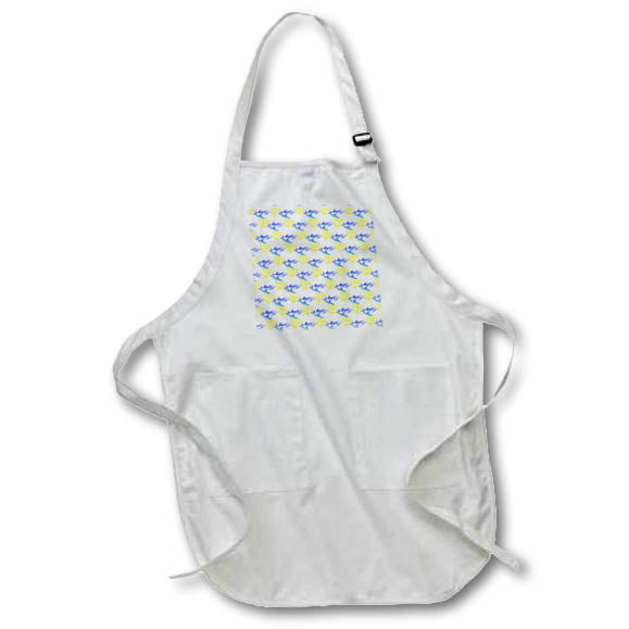Apron - Blue Yellow Artistic Phoenix Illustration Repeat Pattern Isolated Vector Art - Mythological Bird