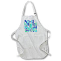 Apron - White Outline Geometric Art Deco Style Blue Green Tones Digital Art - Art Deco Style Pattern