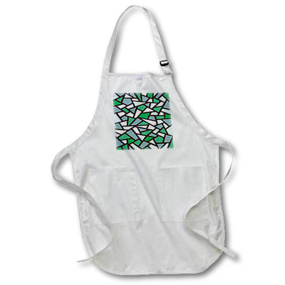 Apron - Black Geometric Abstract Pattern Green Blue White Digital Art - Abstract Pattern
