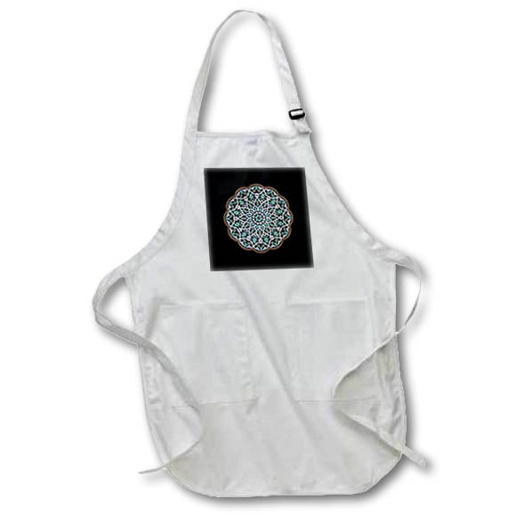 Apron - Blue And White Decorative Design on Black Background Vector Art - Arabesque Mandala Art