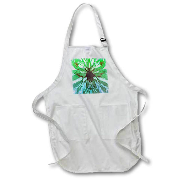 Apron - Abstract Art Tooth Of A Comb In Green And White Acrylic Art - Abstract Pattern