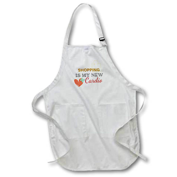 Apron - Image of the words shopping is my new cardio 3dRose- Quotes about Shopping