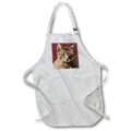 Apron - Portrait Of A Cute Tabby Cat With Direct Eye Contact Vector on Red Vector Art - Tabby Cat