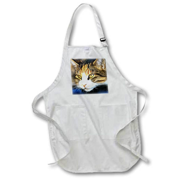 Apron - Yellow-Eyed Calico Cat Realistic Pet Portrait Acrylic Art - Calico Pattern Cat