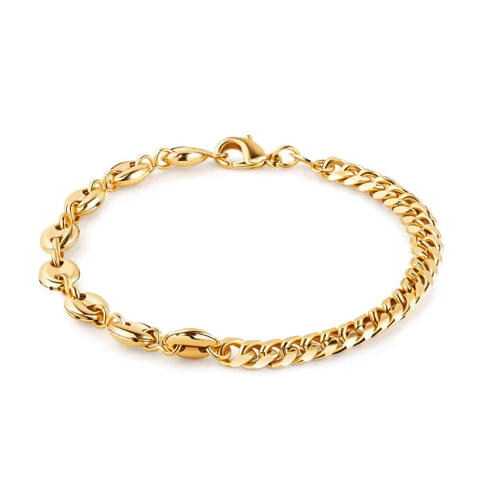 RMZ GOLD NYC 18K Gold Mariner & Cuban Link Bracelet