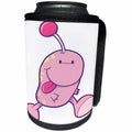 3dRose Dooni Designs Monsters and Alien Designs - Cute Bouncy Pink Baby Monster Cartoon - Can Cooler Bottle Wrap (cc_102273)