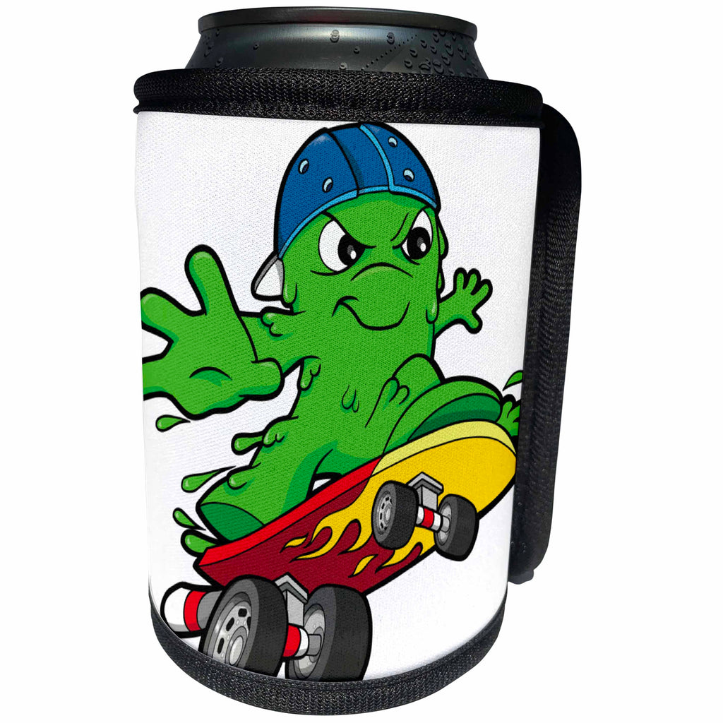 3dRose Dooni Designs Monsters and Alien Designs - Silly Boogie Monster on a Skateboard - Can Cooler Bottle Wrap (cc_102277)