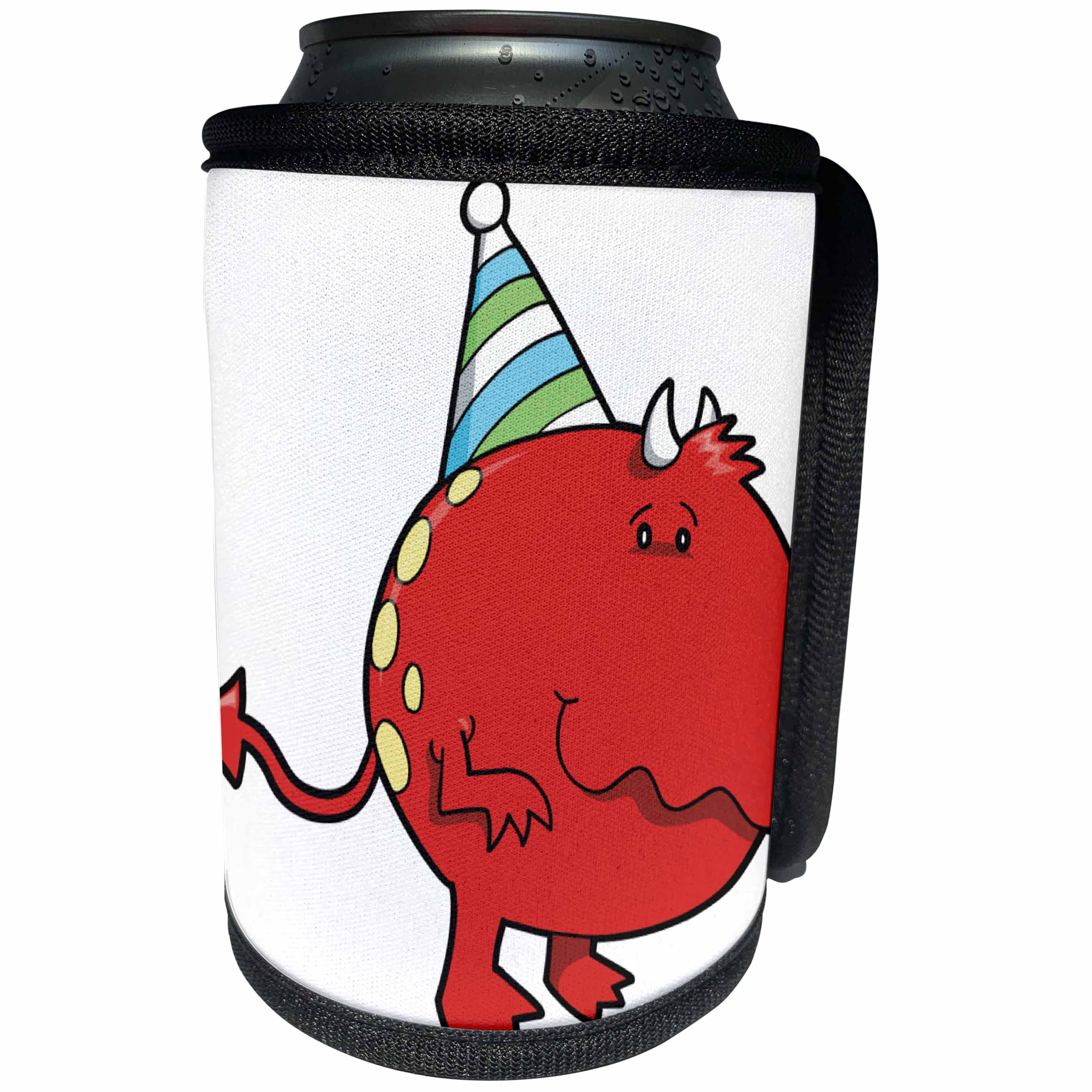 3dRose Dooni Designs Monsters and Alien Designs - Cute Red Birthday Monster Cartoon - Can Cooler Bottle Wrap (cc_102278)