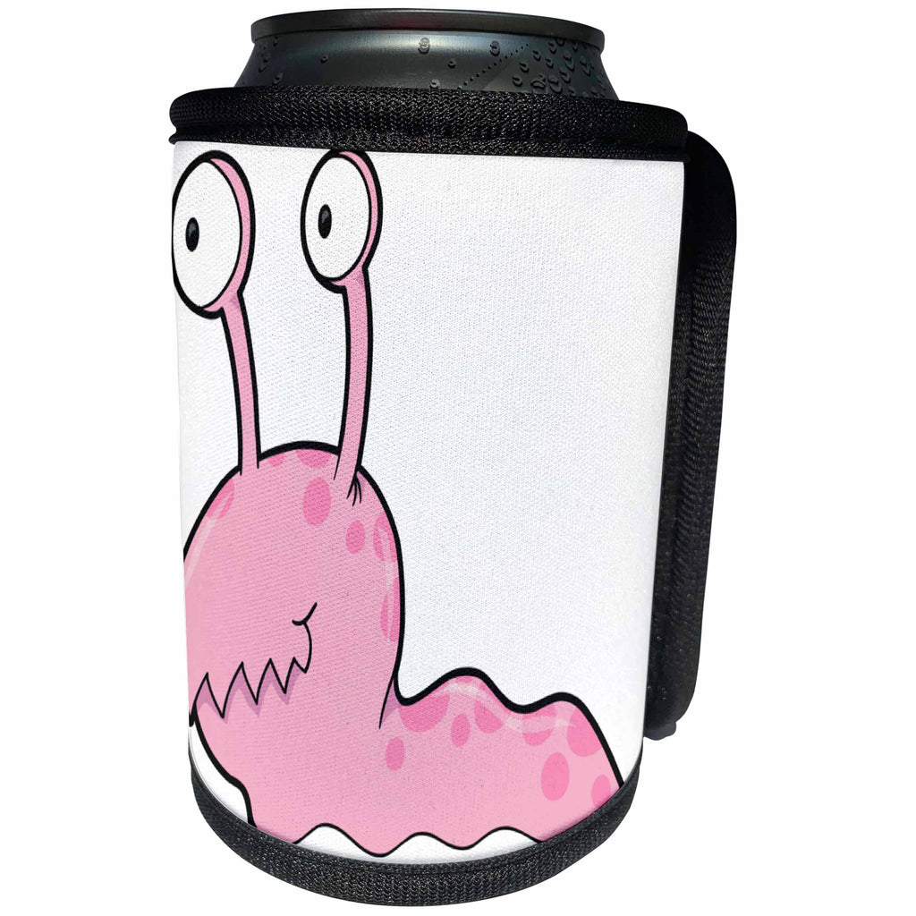 3dRose Dooni Designs Monsters and Alien Designs - Cute Pink Slug Monster Cartoon - Can Cooler Bottle Wrap (cc_102279)