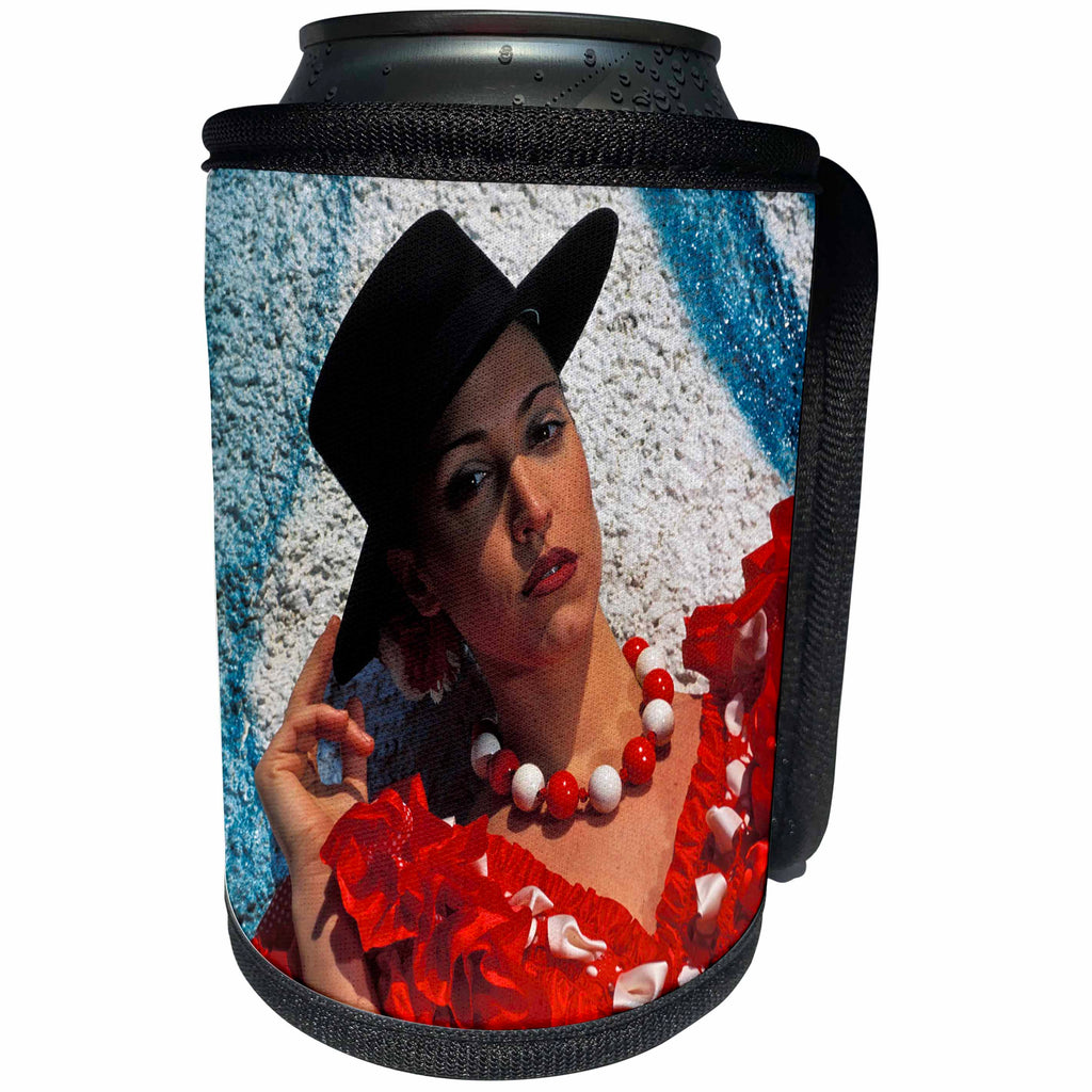 3dRose Kike Calvo Spain - Seville, Spain Model released photo of a Andalusian woman dress in the typical Sevillanas dress - Can Cooler Bottle Wrap (cc_10663)