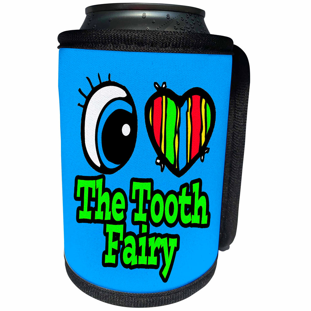 3dRose Dooni Designs Eye Heart I Love Designs - Bright Eye Heart I Love The Tooth Fairy - Can Cooler Bottle Wrap (cc_106632)