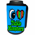 3dRose Dooni Designs Eye Heart I Love Designs - Bright Eye Heart I Love Tickle Monsters - Can Cooler Bottle Wrap (cc_106639)