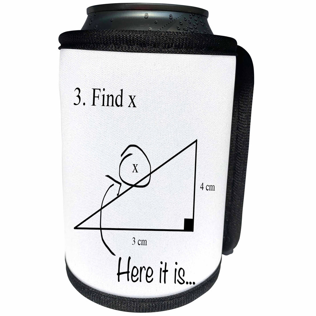 3dRose EvaDane - Funny Cartoons - Find x here it is - Can Cooler Bottle Wrap (cc_107310)