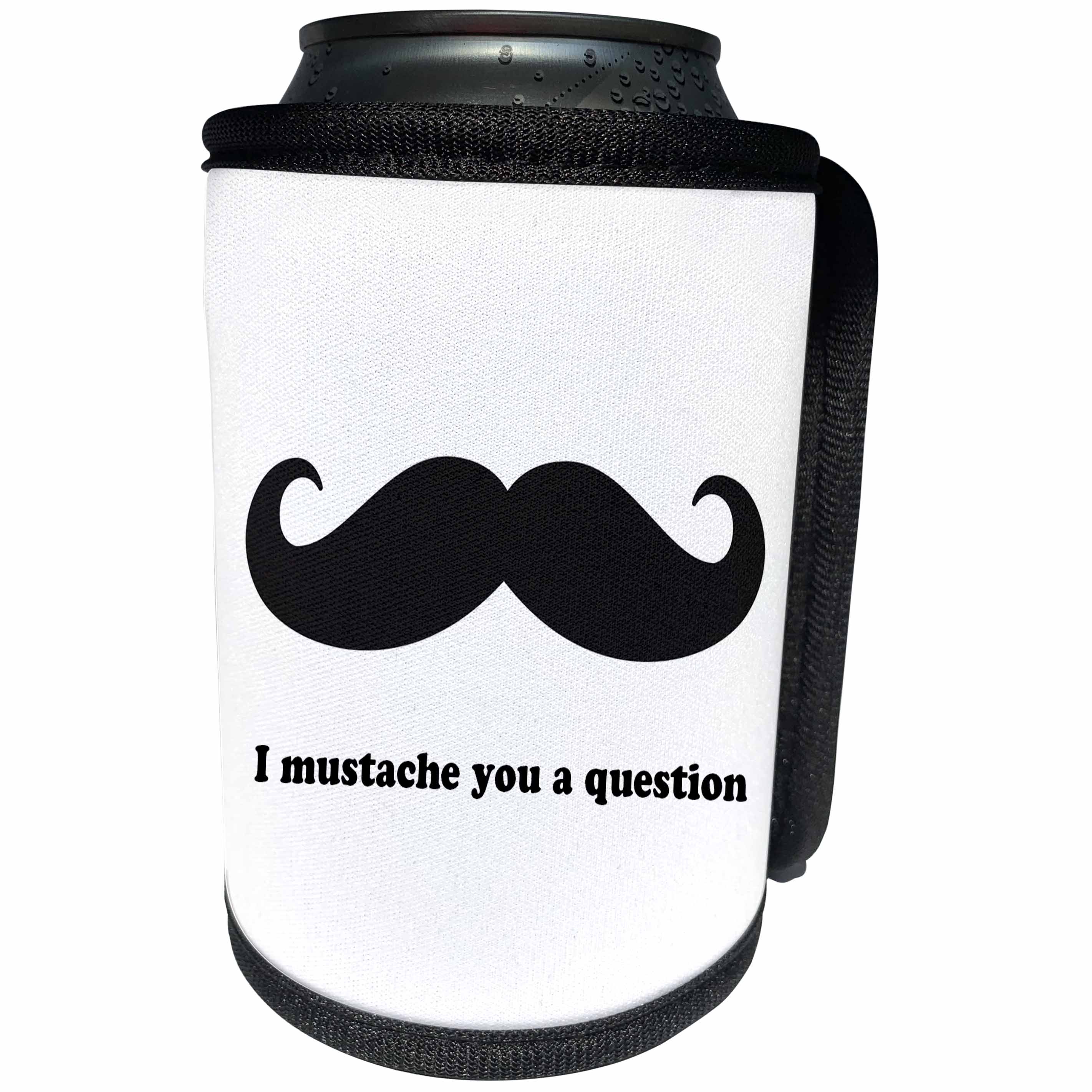3dRose EvaDane - Funny Cartoons - I mustache you a question - Can Cooler Bottle Wrap (cc_107316)