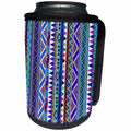 3dRose EvaDane - Patterns - Tribal Print, Pattern Purple, Blue, Can Cooler Bottle Wrap (cc_107318)