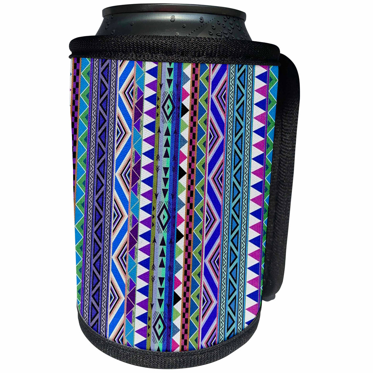 3dRose EvaDane - Patterns - Tribal Print, Pattern Purple, Blue, Can Cooler Bottle Wrap (cc_107318)