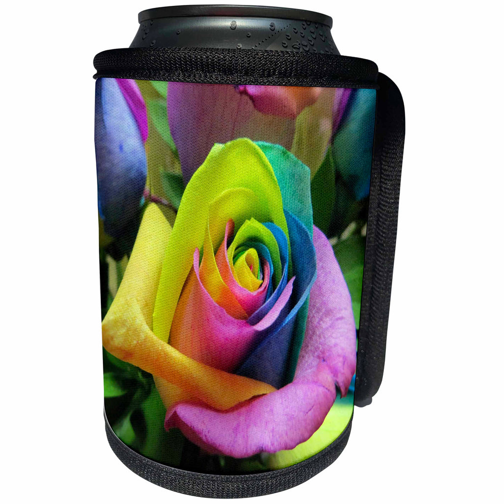 3dRose EvaDane - Flowers - Tye Dye Roses - Can Cooler Bottle Wrap (cc_107332)