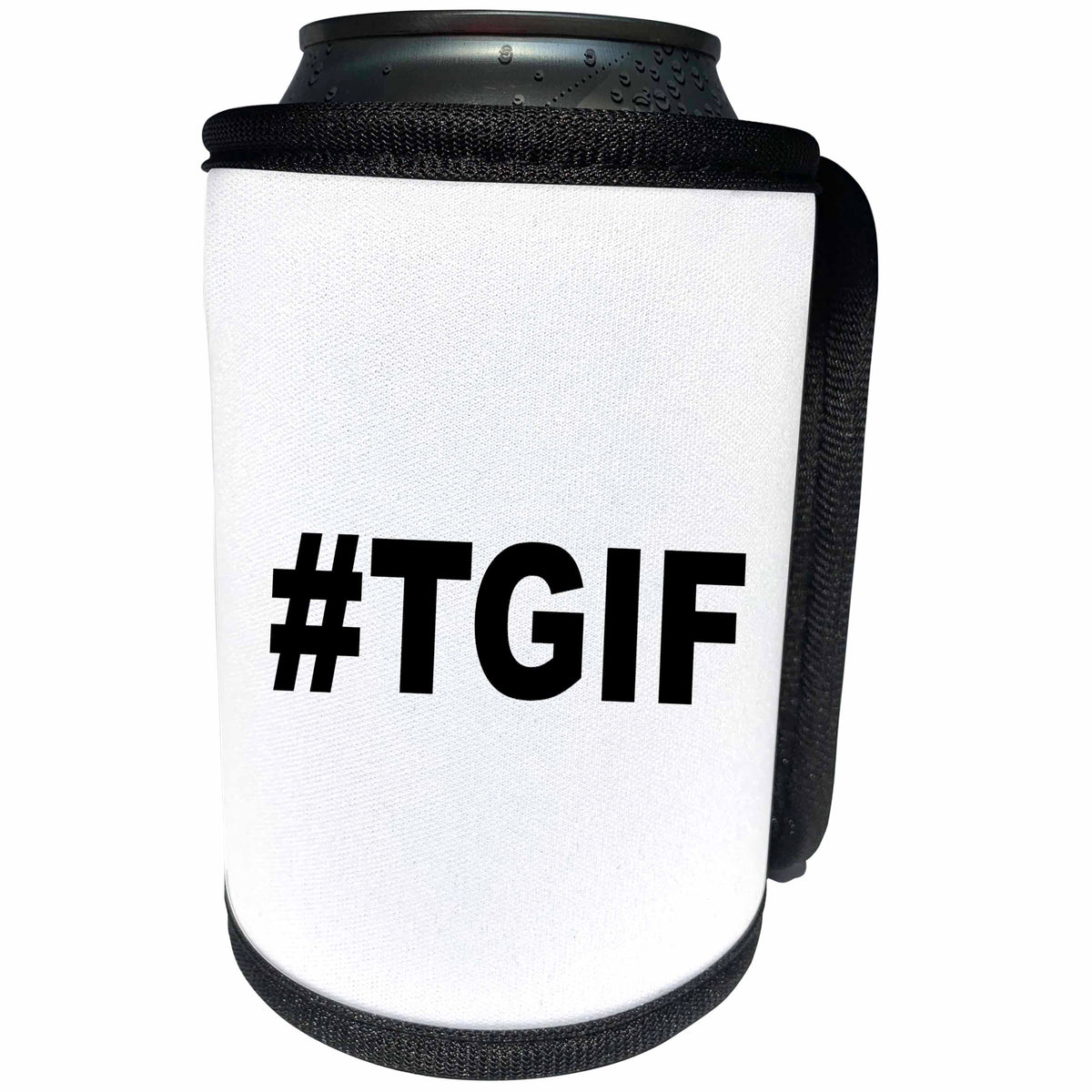 3dRose EvaDane - Funny Quotes - #TGIF, Black - Can Cooler Bottle Wrap (cc_107338)