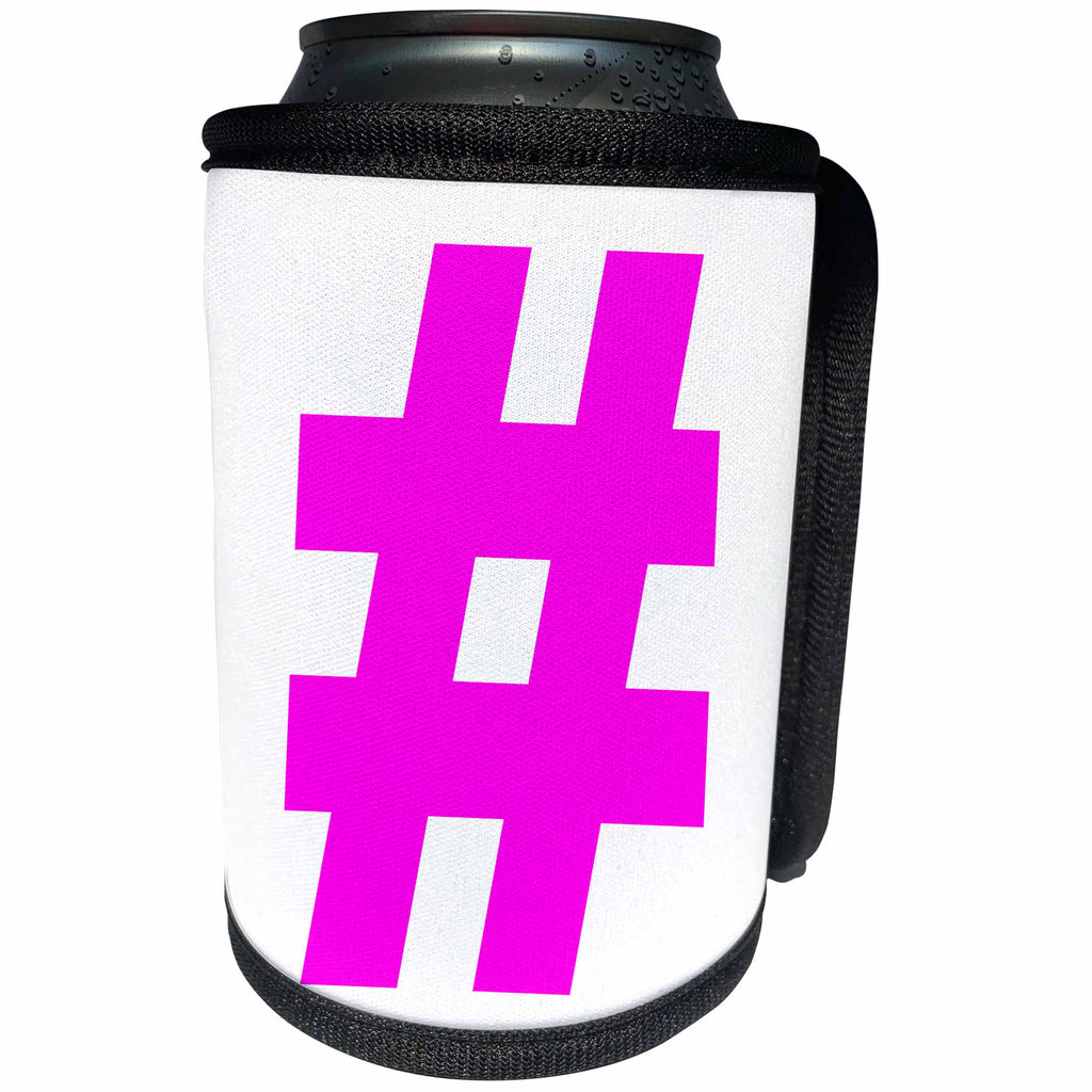 3dRose EvaDane - Funny Quotes - Pink Hashtag - Can Cooler Bottle Wrap (cc_107343)