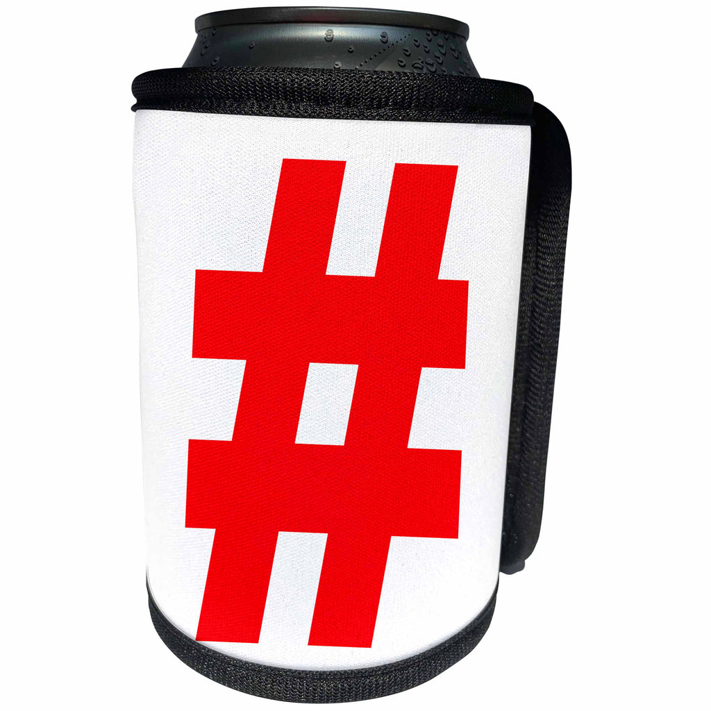 3dRose EvaDane - Funny Quotes - Red Hashtag - Can Cooler Bottle Wrap (cc_107345)