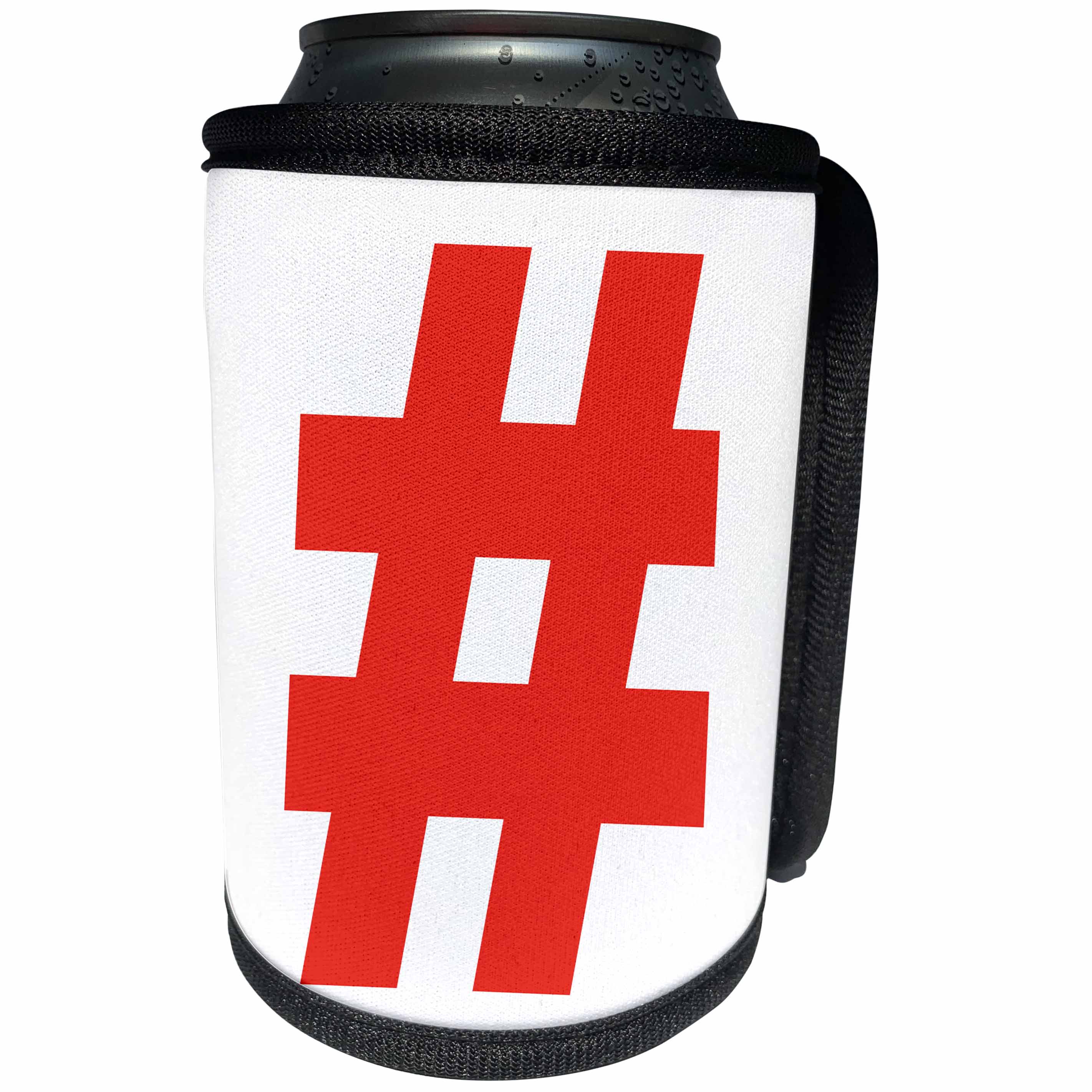 3dRose EvaDane - Funny Quotes - Red Hashtag - Can Cooler Bottle Wrap (cc_107345)