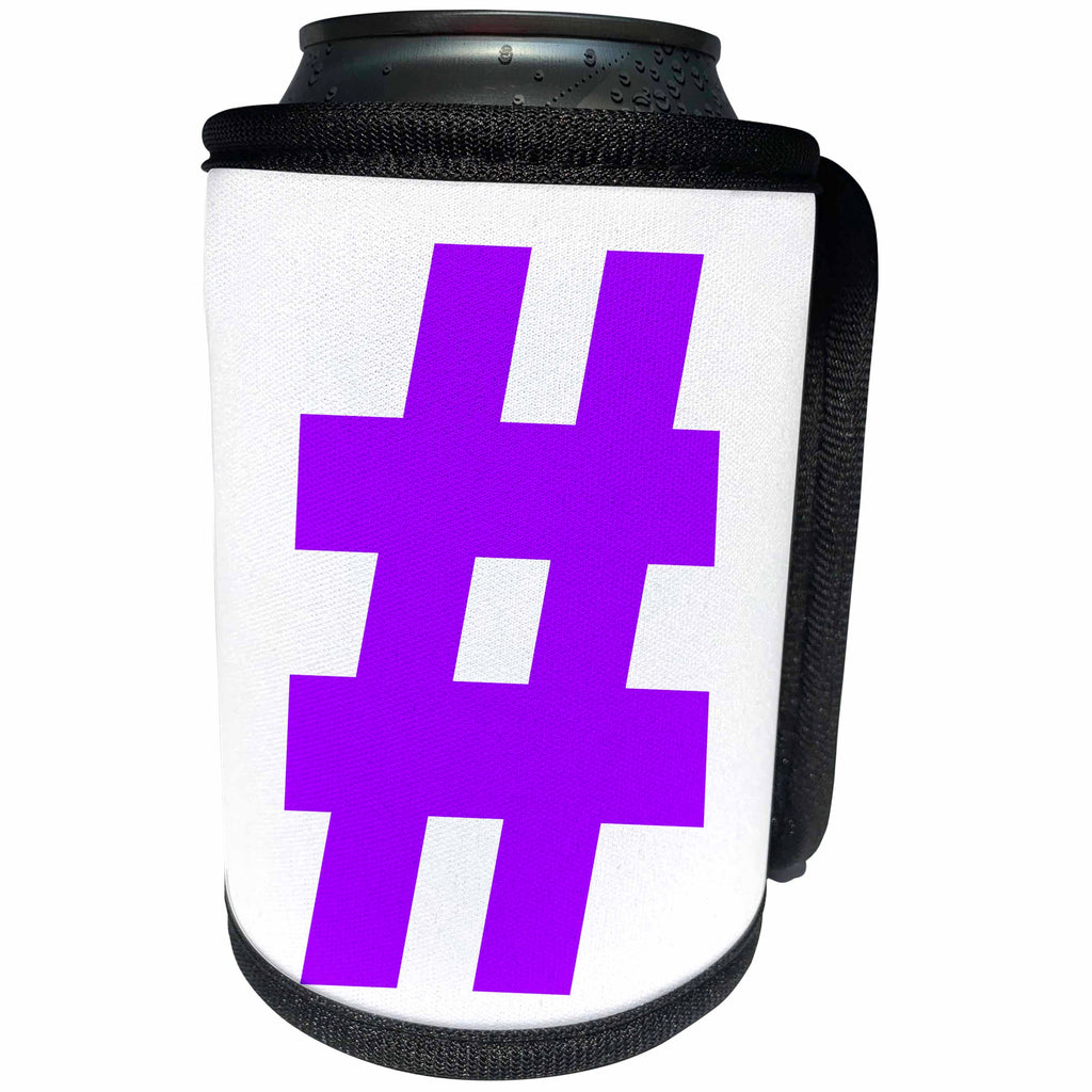 3dRose EvaDane - Funny Quotes - Purple Hashtag - Can Cooler Bottle Wrap (cc_107346)