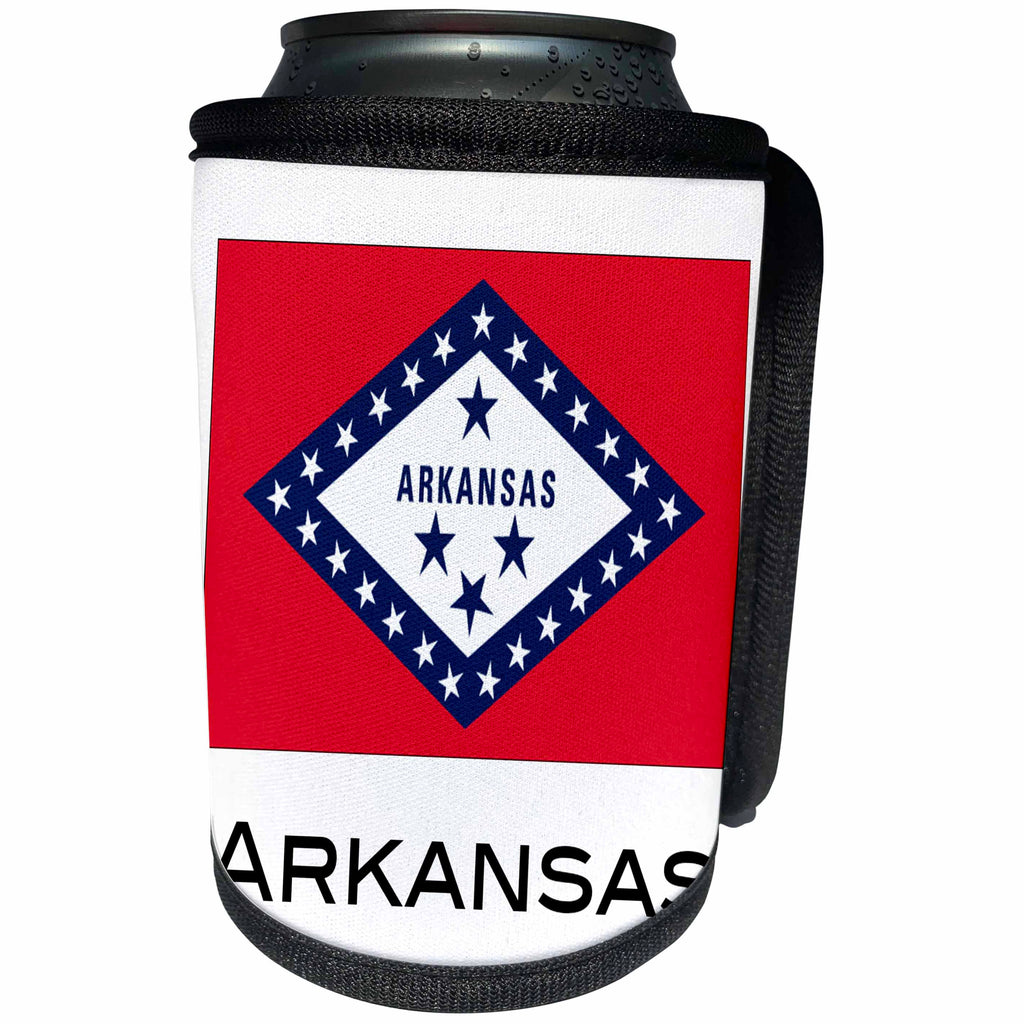 3dRose EvaDane - State Flags - Arkansas State Flag - Can Cooler Bottle Wrap (cc_107354)
