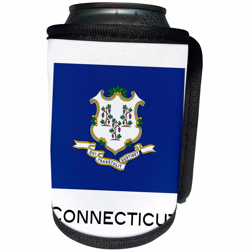 3dRose EvaDane - State Flags - Connecticut State Flag - Can Cooler Bottle Wrap (cc_107357)