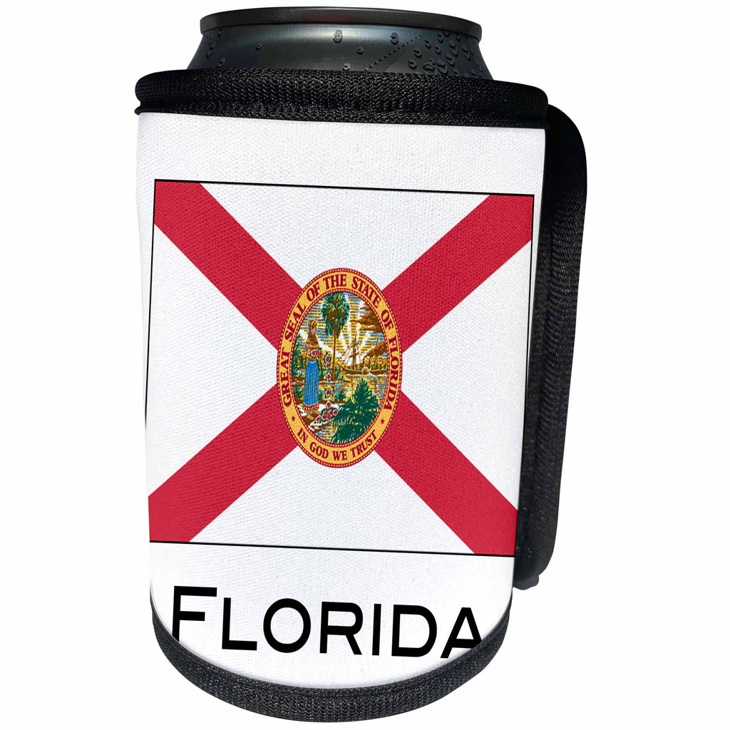 3dRose EvaDane - State Flags - Florida State Flag - Can Cooler Bottle Wrap (cc_107359)